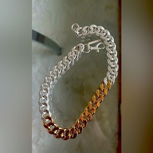 Two tone, Silver and Gold chain, choker necklace